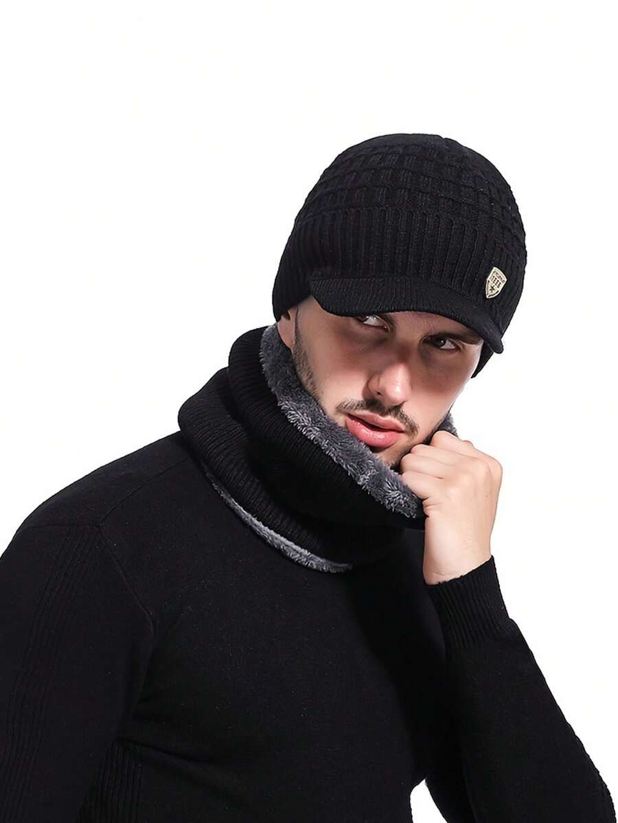 2pcs Cold-Proof Warm Beanie Hat Scarf , Plus Velvet Thickened Cycling Knitted Hat Ear Protection Pullover Hat,Versatile Warm Knitted Cap, Suitable For Daily Wear, Winter Christmas, Skiing, Outdoor Activities, Travel, Holiday. Autumn Outfits