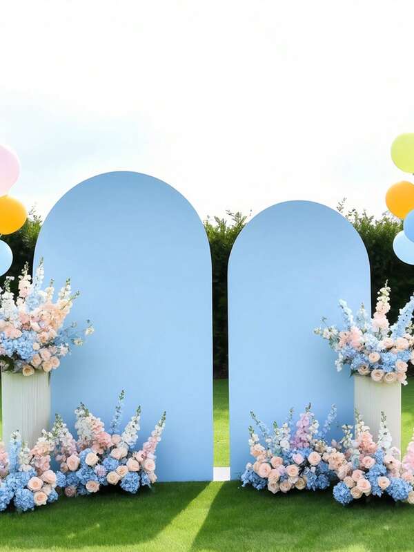 1 pieza, fondo de arco de color azul claro, 5 pies, 6 pies, 6.6 pies, 7.2 pies, cubierta de arco de boda, tela de spandex con doble capa como fondo de arco, tela de fondo de arco abovedado, perfecto para fiestas de cumpleaños, Navidad, Halloween, San Valentín, Año Nuevo, duchas nupciales, aniversarios, eventos de celebración, despedidas de soltero, decoración de soporte de arco de boda (solo fondo de tela, sin soporte de arco), fondo de fiesta