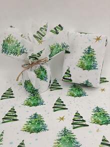 10/20pcs Colored Light Christmas Tree Pattern Thin Paper, 19.69 Inches X 13.78 Inches Gift Wrapping Paper, Suitable For Wedding, Christmas Gifts, Birthday Gift Packaging, Bouquet Filling, Party Gifts