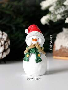 1件迷你聖誕老人雪人馴鹿樹脂小雕像，聖誕主題裝飾，紅色聖誕帽與綠色圍巾設計，節日桌面裝飾，最佳節日禮物，生日禮物，節日禮物配件，適用於書桌、架子、聖誕樹、派對、居家季節性裝飾、家居裝飾、聖誕裝飾、房間裝飾 - 彩色 - 查看 4