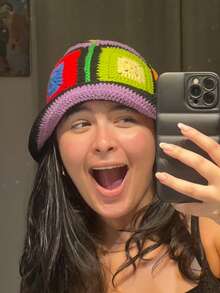 1pc Women Colorful Crochet Y2K Fisherman Bucket Hat, Suitable For Daily Wear (Random Color) - Multicolor - View 5