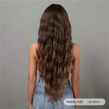 7JHH WIGS Ombre Dark To Light Brown Wig Loose Extra Long Wavy Wigs For Women, Synthetic Wave Curly Wig With Bangs Dark Roots Hairline, Silky Soft Heat Resistant Fiber Hair For Daily Wear, Music Festivals Celebrations Party Use 28 Inch - Light Brown - 查看 1