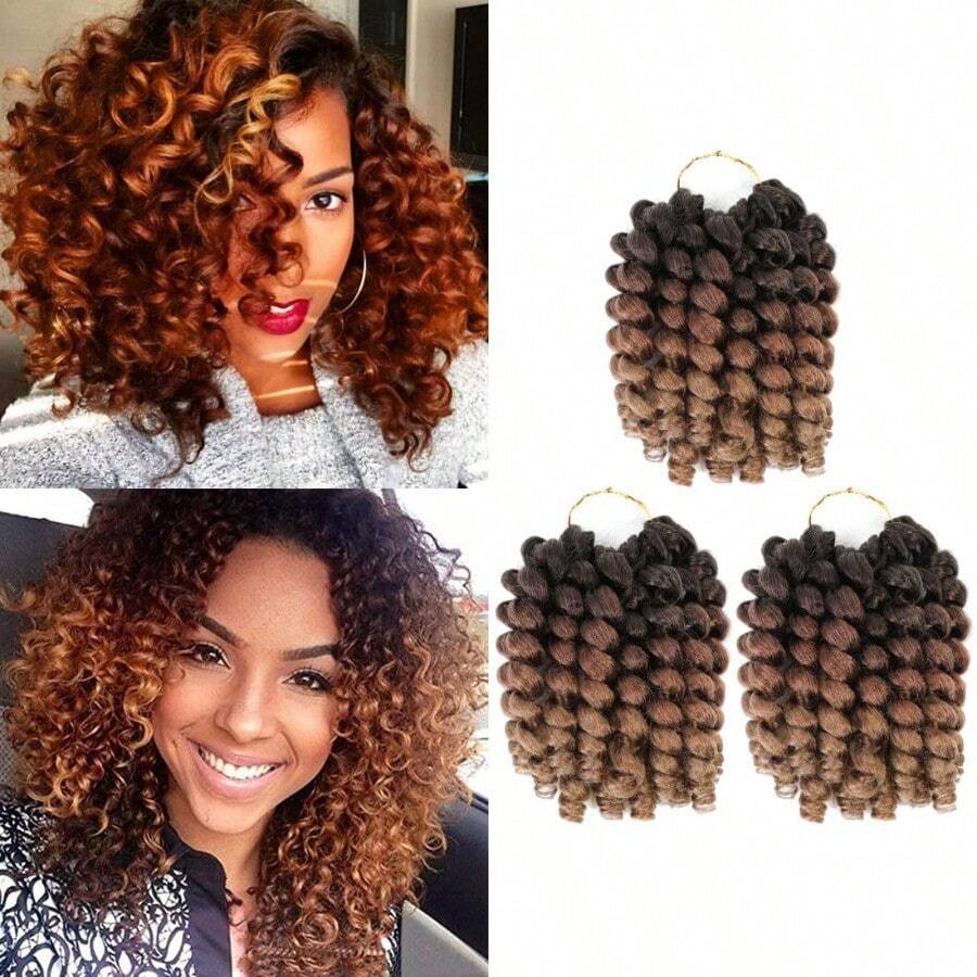 Jamaican Bounce Crochet Hair 8 Inch Crochet Curly Hair For 3 Pack Jumpy Wand Curl Crochet Hair Short Jamaican Twist Braiding Hair Extensions 8 Inch (Pack Of 3 1B 30 27) - 1b3027 - View 1
