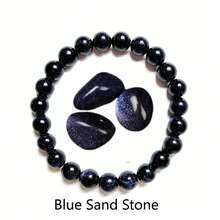 Natural Handmade Blue Sandstone Beaded Bracelet, Suitable For Both Men And Women, Can Relieve Stress, Wear Daily, Relieve Anxiety, Also A Great Gift For Holidays - Royal Blue - View 4
