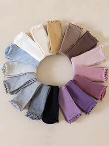 1双/3双儿童秋冬针织条纹过膝袜，女童过膝袜 - 彩色 - 查看 4