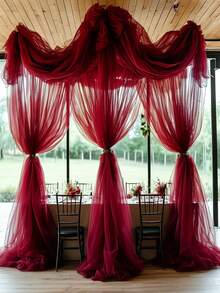 1 pièce de rideau de fenêtre d'arche de mariage en tissu transparent rouge vin - rideau en mousseline de soie convenant pour les cérémonies, les fiançailles, les réceptions de mariage, Noël, Halloween, la Saint-Valentin, le Nouvel An et la décoration d'arrière-plan - décoration élégante et romantique pour les fêtes champêtres, les douches de mariée, les décorations d'anniversaire. Créez des rideaux fluides et romantiques pour les arches et les festons de mariage, l'arrière-plan de la fête.