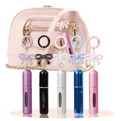 5ml Girly Perfume Atomizer – Refillable Travel Spray With Bow Keychain Charm