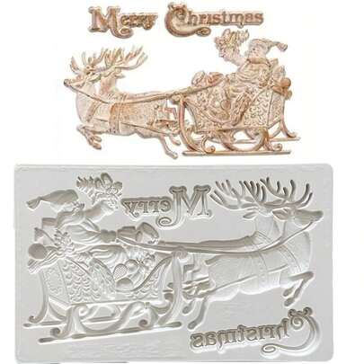 1pc Large & Small Santa Claus And Reindeer Silicone Mold, Gummy Candy Mold, Cake Decorating Tool, Chocolate Mold, Sugar Craft, Kitchen Gadget