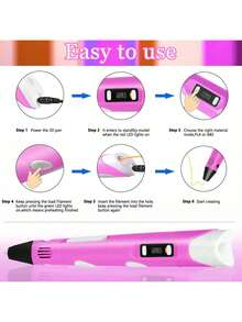 1 zestaw długopisów 3D - różowy, zawiera 9 kolorów filamentu PLA i uchwyt na długopis 3D, album do rysowania, kabel USB, bez adaptera. Nadaje się jako prezent na ukończenie szkoły, prezent na wieczór panieński, prezent dla druhny, prezent na dzień ojca, prezent na wieczór panieński, upominek ślubny, dekoracja na przyjęcie urodzinowe i artykuły ślubne