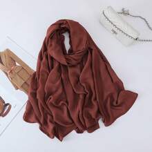 1pc Women's Wide-Banded Solid Color Breathable Head Scarf, Classic Minimalist Lightweight Long Scarf, Women's Daily Headwrap, Elegant Shawl