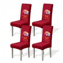 1/4/6/100pcs Christmas Print Stretch Dining Chair Covers, Cartoon Holiday Decor Dust-Proof Full Chair Slipcovers - Multicolor - View 34