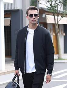 KEFITEVD Men's Bomber Jackets Casual Fall Winter Warm Windbreaker Full Zip Windproof Outwear Padded Lined Coats - 白色 - 查看 2