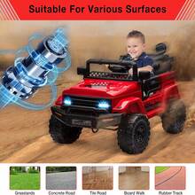ShiningLove Ride On Truck Car For Kids, 12V Electric Ride On Car With Remote Control, Spring Suspension, Led Lights, Bluetooth, Music & Horn, 3 Speeds,Gift For Boys Girls - Red - View 7