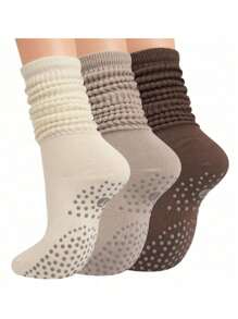 Calcetines de agarre para Pilates para mujeres, calcetines holgados de yoga con agarre para entrenamiento de barra, calcetines largos de hospital con arruga y agarre