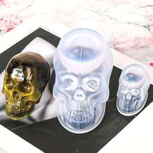 3pcs Skull Resin Mold Silicone - Large, Medium, Small Skull Candle Mold Set - Suitable For Epoxy Resin, Halloween, Ice Cubes, Wax Crafts, 3D Resin Skull Mold, For Resin Art Crafts, Party And Home Decor