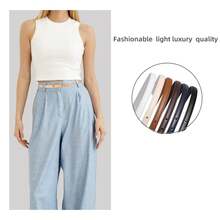 1 Pu Leather Belt With Shiny Gold Buckle, Suitable For Women's Casual Fashion In Summer, Autumn, And Halloween, Suitable As A Gift For Various Festivals, Gatherings, Parties, And Leisure Occasions In Summer, Autumn, Autumn, And Halloween - 彩色 - 查看 3
