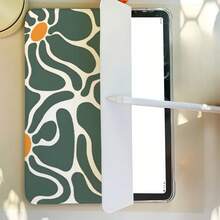 Suitable For IPad Air 4Th/ 5Th (10. 9 Inches), 7/ 8/ 9Th (10. 2 Inches), 5Th/ 6Th/ Air 1/ Air 2 (9. 7 Inches), Air 3Rd (10. 5 Inches), Pro (11 Inches), 10Th Generation 1P Green Floral Folding Flip Stand Pen Holder Drop Anti-Fall Case, Folding, Anti-Slip Adjustable Stand, Flexible Hybrid - 白色 - 查看 3