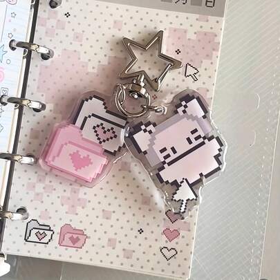 Ciondolo carino a forma di cartone animato, stile pixel acrilico, a forma di telefono/coniglio/topo/quadrifoglio, ciondolo creativo, decorazione giapponese, ciondolo per borsa, ciondolo per accessori, ciondolo per custodia per auricolari, regalo per le vacanze, regalo per il ritorno a scuola