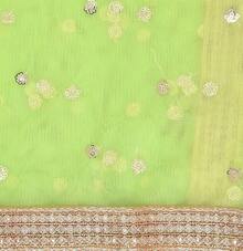 Woman's Embellished Net Dupatta Scarf Shawl Wrap Soft Bridal Wedding - Yellow Green - View 6