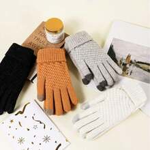 1 para zimowych rękawiczek z ekranem dotykowym – rękawiczki bez palców, odpowiednie zarówno dla mężczyzn, jak i kobiet, urocze, dwuwarstwowe, polarowe, grube, odporne na zimno, polarowe, dzianinowe, ciepłe rękawiczki rowerowe z wzorem ananasa, odpowiednie do aktywności na świeżym powietrzu w chłodne dni i do obsługi smartfona, nadające się do prania w pralce, dostępne w wielu kolorach, zimowe rękawiczki, miękki materiał