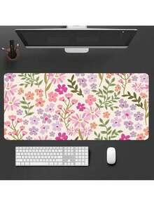 Cute Floral Pattern Gaming Mouse Pad Large Desk Mat With Non-Slip Rubber Base, Perfect For Office And Home Use, Ideal Gift For Boyfriend/Girlfriend, 35.4X15.7 Inches Desk Mat And Mouse Pad Set Large Mouse Pads For Desk Back To School - 60*30cm - Xem 2