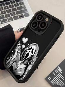 1 件极简主义骷髅与鬼脸柔软 TPU 手机壳适用于 Apple 17 Air/17 Pro Max、16 Pro Max/16 Pro/16/13 Pro Max/12 Pro Max 11、15 Pro Max、14 Pro Max 和 Galaxy、Honor、Note 13 Pro、S23 Ultra、S24 Ultra、S25、A56 - 黑色 - 查看 5