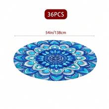 1/36 piezas Mantel redondo de 48 in/54 in con estampado digital de patrón retro y contraste bohemio, mantel elástico para protección, resistente a arañazos, adecuado para uso diario, interior/exterior, decoración del hogar, idea de regalo, camping, viaje