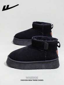 WARRIOR 1 双女式保暖厚雪地靴，2025 秋冬新品，筒形设计，厚底，时尚短筒靴，一脚蹬，户外冬鞋