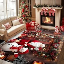 Christmas Santa Claus And Snowman, Christmas, Christmas Gift Decoration, Mat - Living Room Coffee Table Mat, Bedroom, Entrance Doormat And Dining Room, Outdoor Terrace, Garden And Courtyard Area Rug For Room, Decorations, Premium + 1. 19 Cm Per Square Meter 590g.