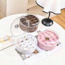 1pc Luxury Jewelry Box, Convenient Dual-Layer Earring, Necklace, Jewelry Storage Case, Portable Compact Jewelry Organizer With Multiple Dual-Layer Compartments For Rings Bracelets Studs Pendants And Chains, Travel-Friendly Protective Storage For Home Vanity And Suitcase, Lightweight Gift-Ready Packable Travel Accessory, Elegant Minimalist Design For Everyday Use, Party Evening And Holiday Gifting Ideas Including Christmas Thanksgiving New Year Stocking Stuffer And Bridesmaid Present - Multicolor - View 2