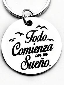 1pc Stainless Steel Inspirational Saying Keychain For Women, Classic Engraved Text, Round Shaped Keyring With Clasp, Ideal Gift For Boyfriend/Husband Car Accessories Cute Goth Y2k