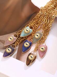 1pc Minimalist Elegant Natural Stone Inlaid Faux Turquoise Titanium Steel Necklace, Boho Style, 18K Gold Plated, Fashionable Women's Jewelry, Suitable For Daily Wear, Vacation, Party, Music Festival, Celebration And Holiday, Delicate And Simple Accessory Gift. (Natural Stone May Have Slight Color Difference.)