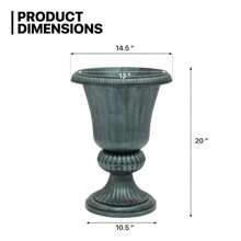 2 PCS 20" Urn Planters For Outdoor Plants, Large Decorative Front Porch Planters, Weatherproof Tall Plastic Flower Pots For Garden, Patio & Entryway Décor - 綠色 - 查看 5
