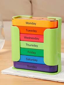 7 天大容量便携式药丸收纳盒，带可拆卸每日隔层 - 上午、中午、晚上、睡前每周用药计划，Whiteod-Safe PC 材质，每日药丸收纳盒 | 现代药盒 | 聚碳酸酯，药丸盒 - 彩色 - 查看 8