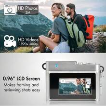 1080P HD復古迷你可穿戴運動攝影機，0.96吋IPS螢幕附LED補光燈，17.5g超輕量便攜Vlog攝影機，8GB與32GB儲存卡選項，支援錄影時充電，適合日常影片拍攝 - 相機 - 查看 8