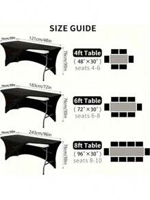 BRISCOES HOMEWARE 4/6/8ft Stretchy Tablecloth, Elastic Tablecloth Fit For Rectangular Tables, Washable Stretch Table Cover, Suitable For Party, Wedding, Banquet, Graduation Season Outdoor Event Hosting