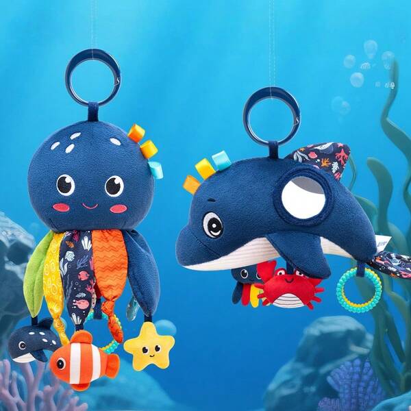 Hanging Car Seat And Stroller Toy Crinkle Car Seat Toys And Stroller Toys - Sensory Toys For Babies - Travel Toys For Car - Infant Sensory Toy Newborn Plush Activity Toys, For Halloween, Thanksgiving, Christmas And Birthday Gifts