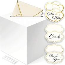 EstiloARTESORI Caja RúStica Para Tarjetas De Boda Con Pegatinas Para Tarjetas Y Ranura Para Caja Grande, Caja De Regalo Para Tarjetas De Boda En RecepcióN, CumpleañOs, Baby Shower, Fiesta De GraduacióN,VersióN Mejorada - 1 - Ver 8