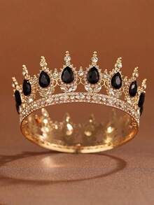 1 pieza Corona nupcial de estilo vintage de aleación con cristales , tocado con cristal en forma de gota para fiesta de cumpleaños, diadema de reina para disfraz