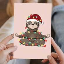 1 cartão de Natal com tema de preguiça "Feliz e Brilhante" (11,9 x 16,2 cm + envelope) | Saudação divertida de animais para o feriado | Design festivo exclusivo para família e amigos | Perfeito para Natal, Ano Novo e aniversários de inverno | Cartão aconchegante para comemoração sazonal
