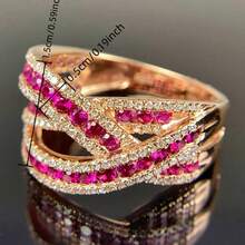 This Dazzling Ladies' Fashion Ring Is Set With Luxurious Red Synthetic Garnet. It Is Suitable For Daily Parties And Anniversary Gifts. It Is A Carefully Selected High-Quality Gift For Ladies - Hot Pink - View 4