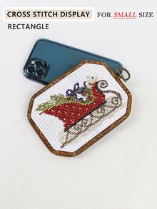 3 peças Mini Bastidores de Ponto Cruz em Estilo Vintage com Textura de Madeira Sintética Marrom, Molduras para Bordado, Argolas para Pendurar Apanhador de Sonhos, Feitos de ABS e PVC Duráveis, Com Ganchos de Metal para Decoração de Casa, Halloween, Natal, Chaveiros, Bolsas, Mesas, Carros - Castanho - Ver 9