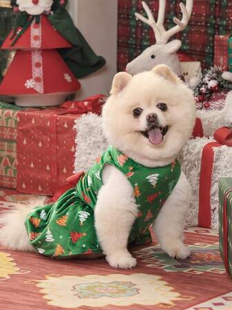 1PC Holiday Dog ​​Deer Dress Cute Christmas Dog Bow Dress Dog Cat Pet Clothes