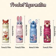 Disney Stitch Toy Straw Cup 400ml/13.53oz Stainless Steel Thermos Cup Portable Double-Wall Drinking Bottle Anime Cartoon Large Capacity Birthday Gift Creative Personalized Cup