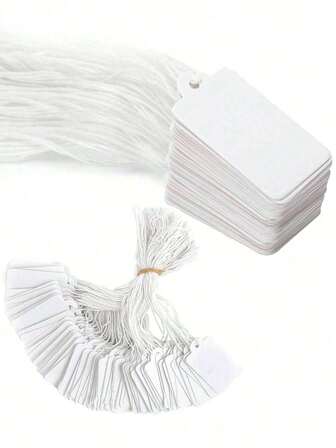 100-200 个白色标记标签（带绳礼品标签）、珠宝吊牌、带绳价格标签、空白标签（用于定价礼品珠宝服装、商品价格标签、服装标签、派对礼品标签）