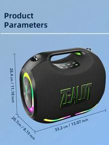 ZEALOT ZE01 120W Wireless Speaker, Outdoor Portable, Bluetooth Speaker 24000mAh Long Battery, With RGB Color Lights, Up To 8 Hours Of Playback Time, Supports Mobile Phones/Tablets/TVs. Compatible With SD Card/USB/AUX, Serial Pairing Function, Suitable For/Car/Outdoor/Camping/Beach/Party - Black - View 4