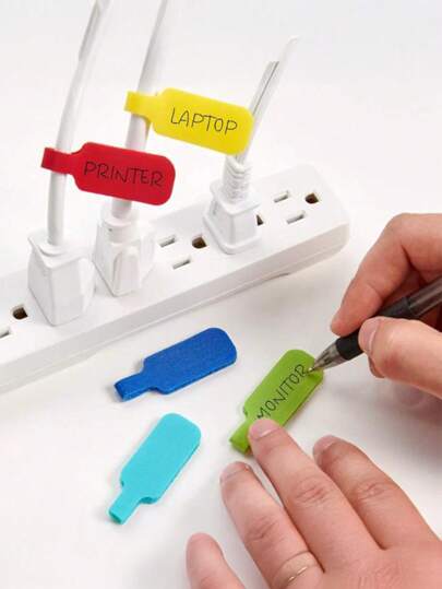 100 Vibrant Multi-Colored Reusable Cable Ties - An Easy Solution For Managing And Identifying Wires With Self-Attaching Labels For Electronics And Computers, No Batteries Required, Durable And Adjustable, Perfect For Home And Office Organization