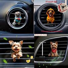 1 pieza Clip de ventilación de coche con aroma en forma de perrito blanco de acrílico, adecuado para decoración interior del automóvil