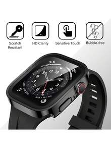 Waterproof Case Compatible With Apple Watch Case For Men And Women Straight Edge Waterproof, Drop-Proof And Scratch-Resistant Hard Pc And Tempered Glass Screen Film Integrated Watch Case Compatible With Apple Watch 40/41/42/44/45/46/49mm Replacement Case Compatible With Apple Watch Series Ultra/11/10/9/8/7/6/5/4/Se Case, Sensitive Touch All-Round Protection Of The Watch From Damage