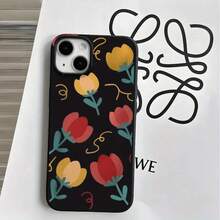 Fundas protectoras y fundas protectoras de imitación con agujeros grandes con estampado de flores de dibujos animados, adecuadas para phone16promax, 16 15pro, 14 14 Plus/14 Promax, 13 13 Pro, 12Pro, 11/11 Pro Pro Series. Regalos Cumpleaños Y Fiestas - Negro - Ver 3